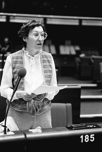 The MEP Norvela FORSTER during a session in Strasbourg in May 1981.