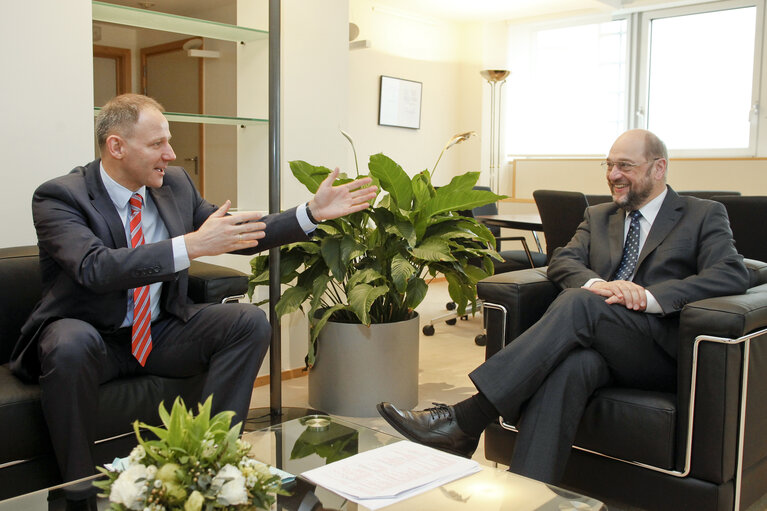 Fotagrafa 1: EP President Martin SCHULZ meets with Vice President Jacek PROTASIEWICZ