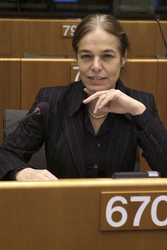 Photo 2: Anne LAPERROUZE at the EP in Brussels.