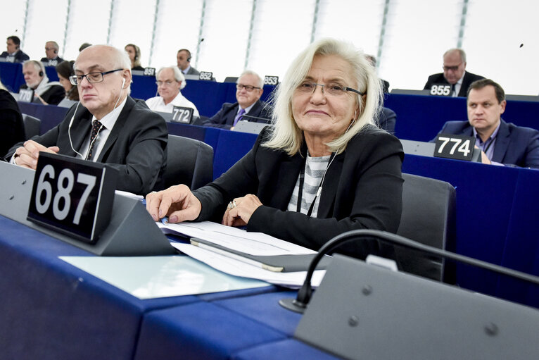 Photo 2 : Urszula KRUPA in plenary session Week 40 2017 in Strasbourg