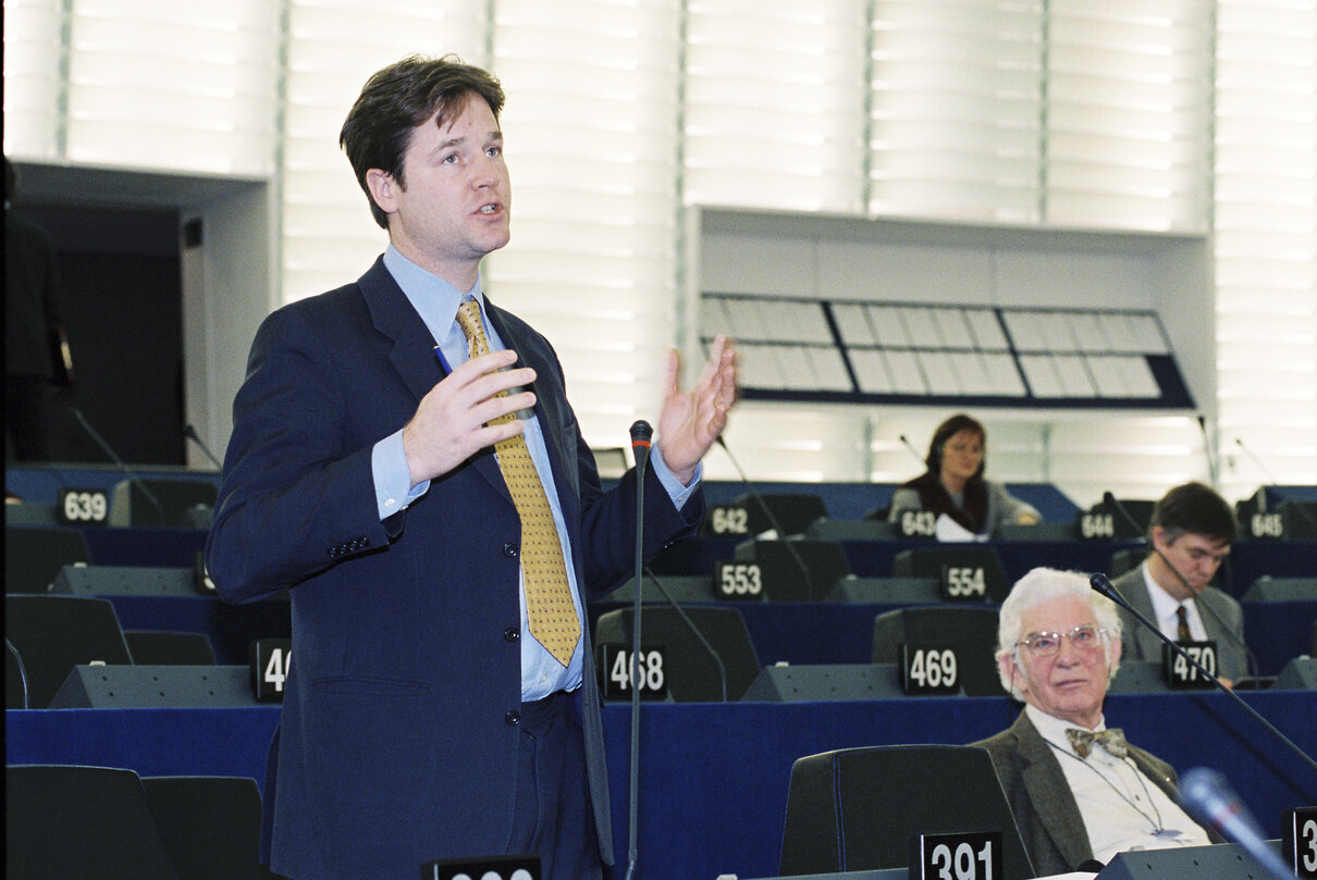 Nicholas CLEGG in plenary session in Strasbourg.