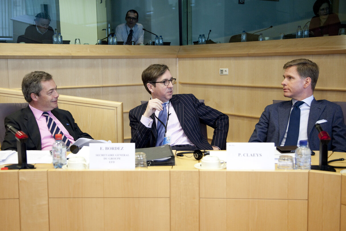 Jerzy Buzek, EP President meets with political group leaders and Herman Van Rompuy, President of the European Council