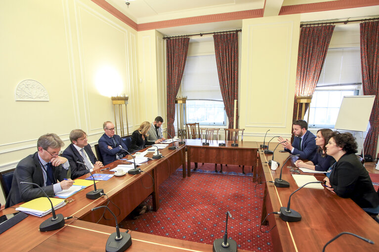 Visit to North Ireland and Ireland of the EP Coordinator for the negotiations with the UK - Guy Verhofstadt, EP Brexit Coordinator meets Colum Eastwood MLA, Leader of the Social Democratic and Labour Party at Stormont Parliament Buildings, Belfast, Northern Ireland, Wednesday, September 20, 2017. Verhofstadt at the start of a two day visit to Northern Ireland & Ireland will meet members of the Northern Ireland political parties to disccuss the current Brexit process.