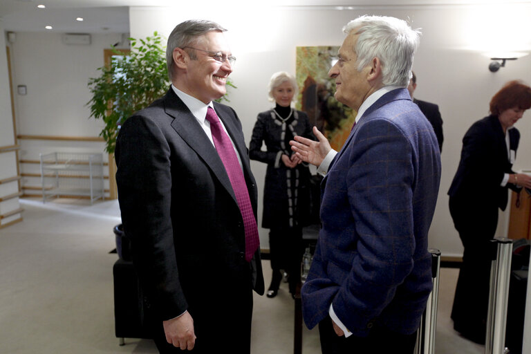 EP President Jerzy Buzek meets Mikhail Kasyanov former Prime Minister of Russia