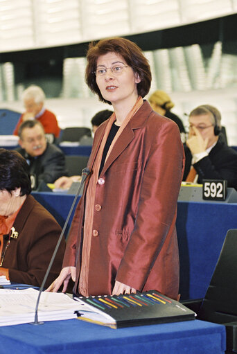 Foto 1: Renate SOMMER in plenary session in Strasbourg in december 2001.