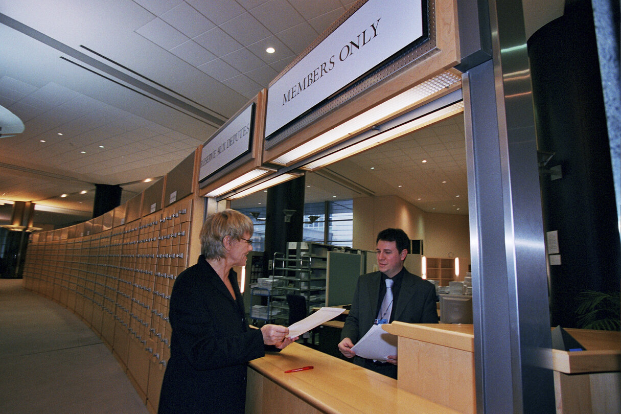 Mail distribution for MEPs at the EP in Brussels.