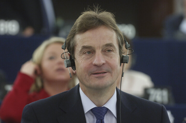MEP Chris DAVIES takes part in a plenary session in Strasbourg