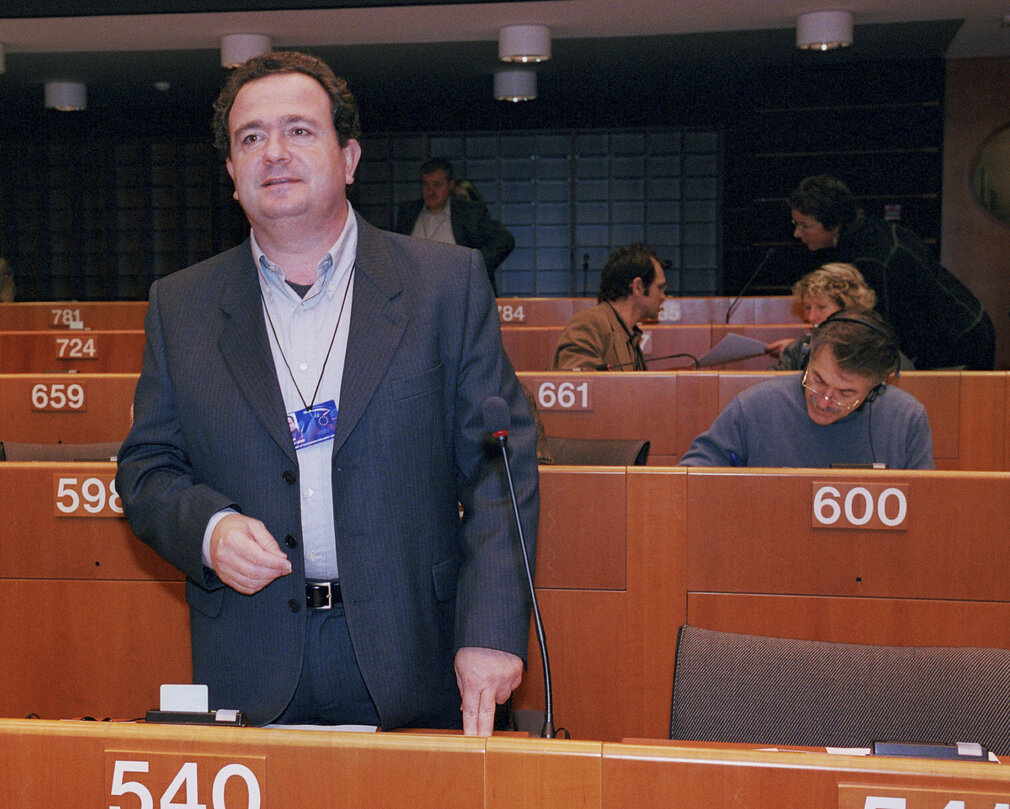 Bernat JOAN i MARI in a meeting at the EP in Brussels.