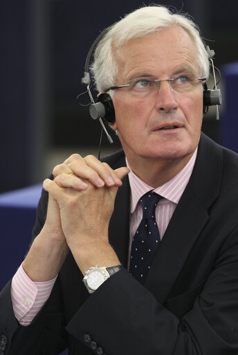 Nuotrauka 5: European Commissioner Michel Barnier attends the plenary session in Strasbourg