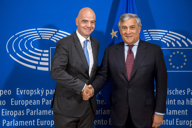 Fotografia 1: Antonio TAJANI - EP President meets with Gianni INFANTINO, President of FIFA