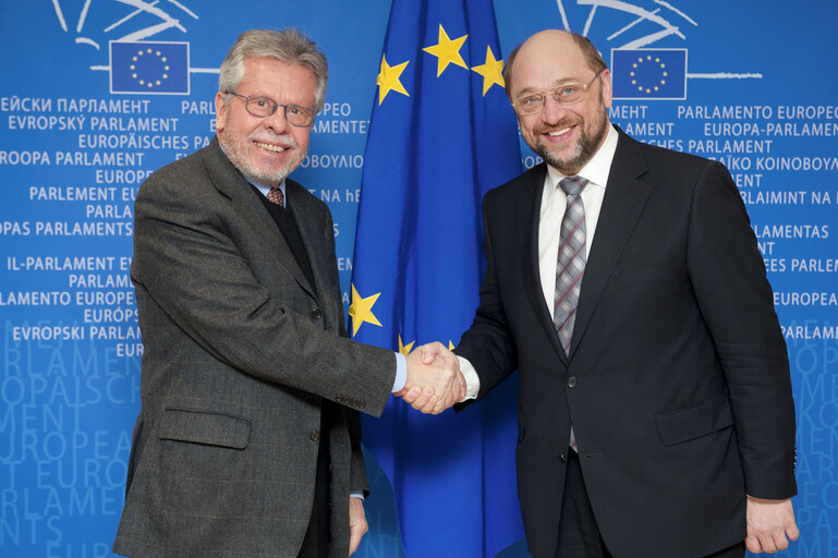 Fotografia 1: Martin SCHULZ - EP President meets with Jannis SAKELLARIOU