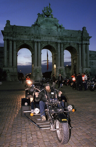 Demonstration by motorbike riders.