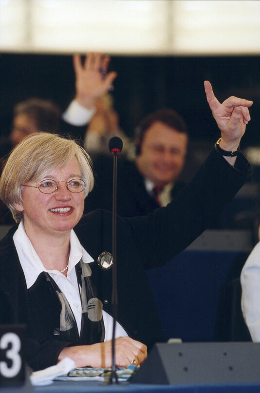 Maria MARTENS in plenary session in Strasbourg.