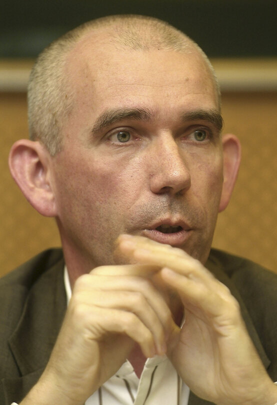 Joost LAGENDIJK in a meeting at the EP in Brussels.