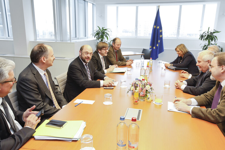 Martin SCHULZ EP President meets EPP, S&D, ALDE and Greens