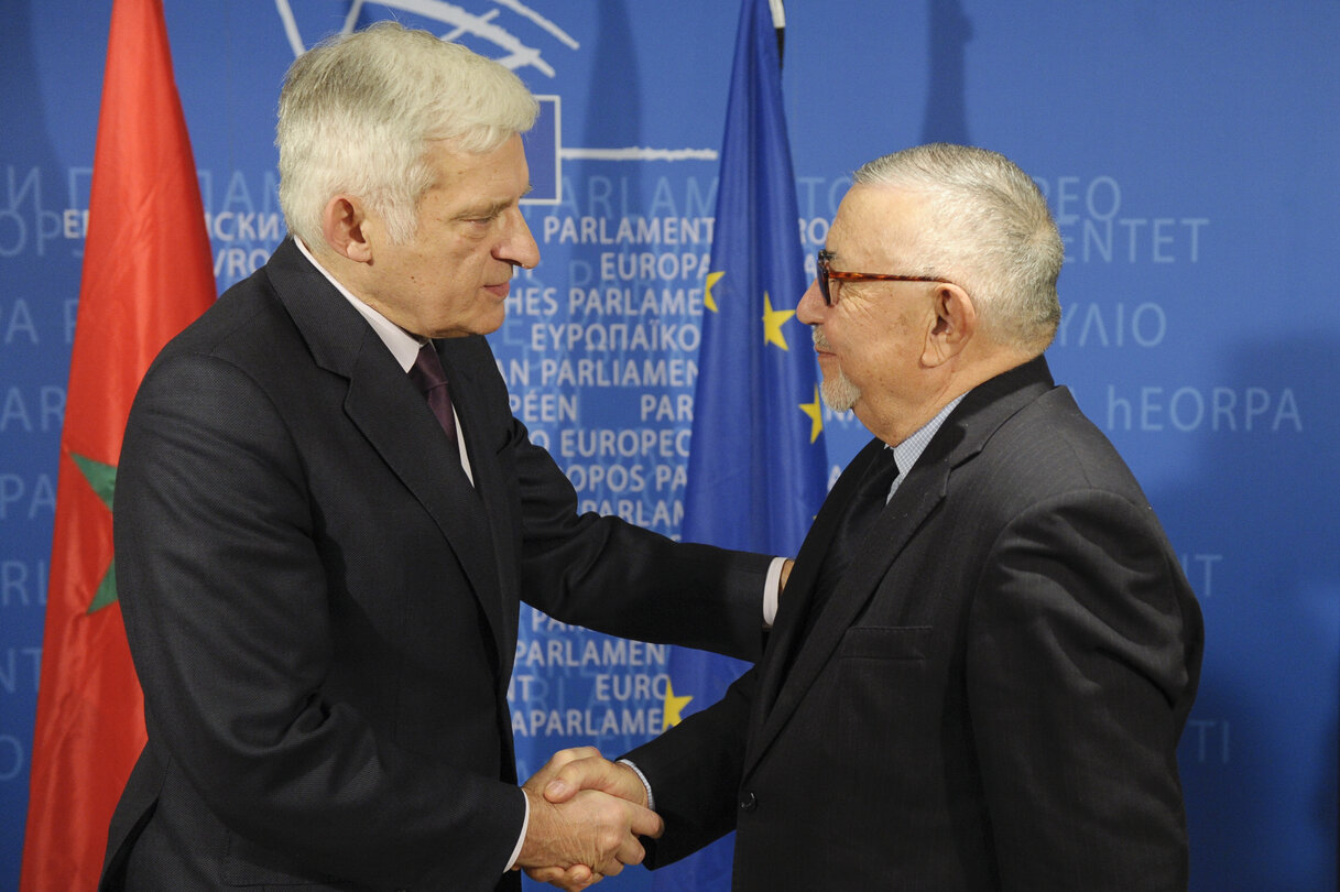 EP president Jerzy BUZEK receives Abdelwahed RADI