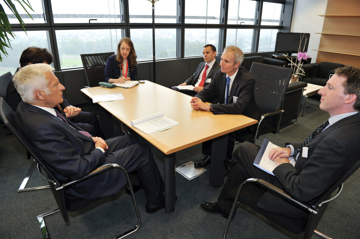 Jerzy Buzek, EP President, receives David Roy Lidington, United Kingdom's Minister for European Affairs, in Strasbourg