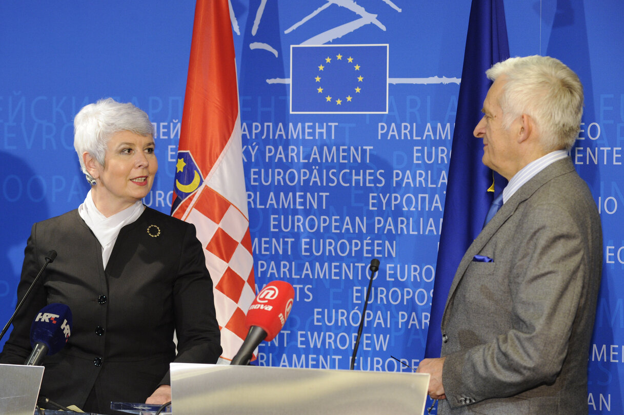 Press Point EP President and  Prime Minister of Croatia in Strasbourg