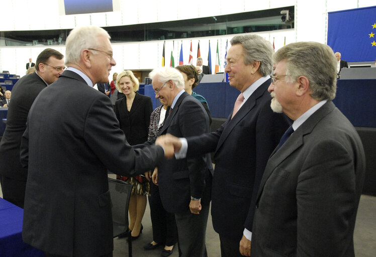 Photo 1: Ceremonial signing of co-decision legislation, in the hemicycle