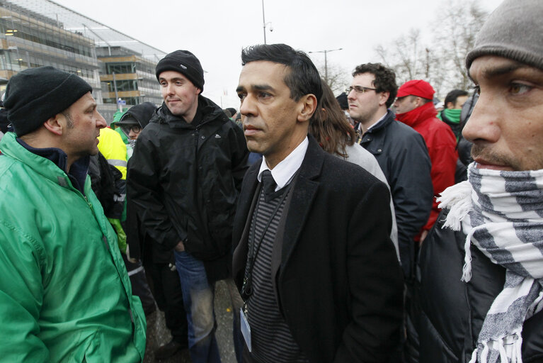Demonstration by Arcelor Mittal steel workers