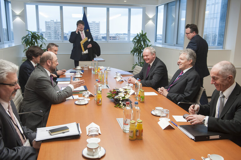 Martin SCHULZ - EP President meets with Peter ROBINSON, First Minister of Northern Ireland and Martin McGUINNESS, Deputy First Minister of Northern Ireland.