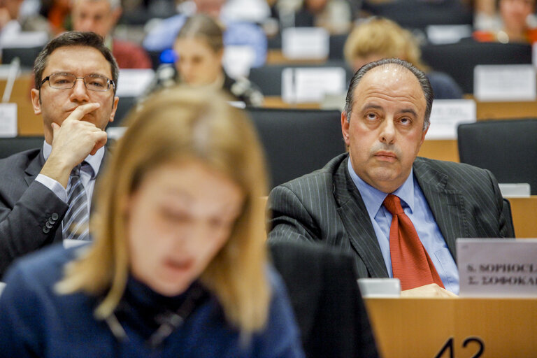 Foto 1: Portrait of Sophocle SOPHOCLEOUS at the AFET committee meeting