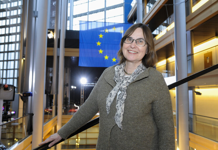 Portrait of Anne E JENSEN in the European Parliament in Strasbourg