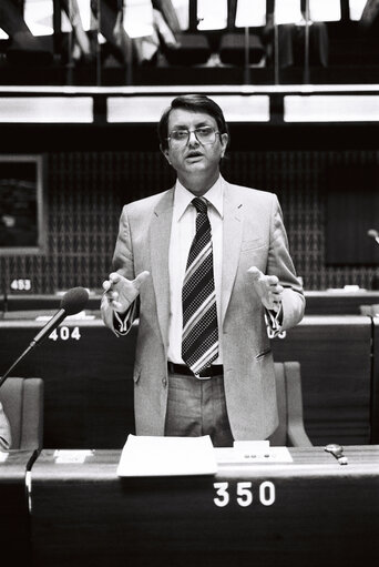 The MEP Jean PENDERS during a session in Strasbourg on April 1980.