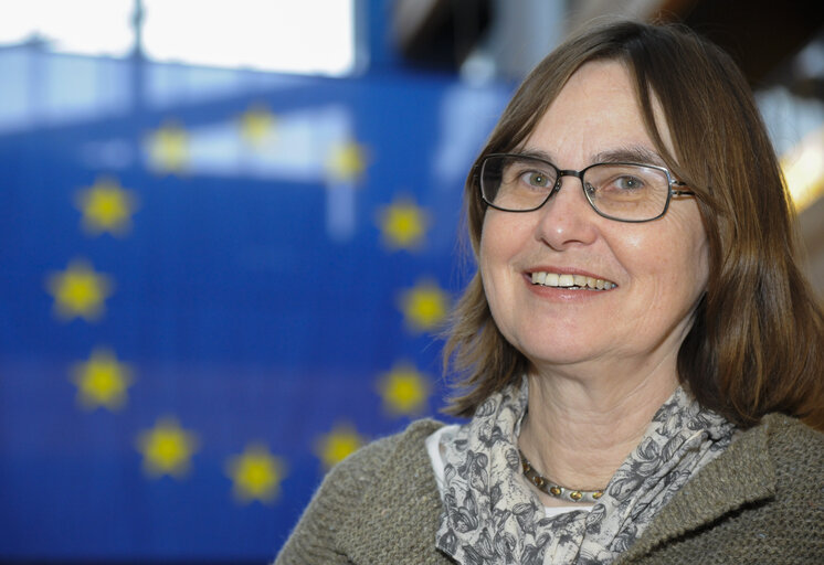 Portrait of Anne E JENSEN in the European Parliament in Strasbourg