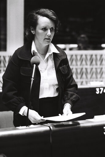 The MEP Simone MARTIN during a session in Strasbourg in May 1980.