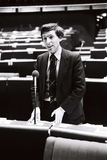 The MEP Bouke BEUMER during a session  in Strasbourg in February 1980.