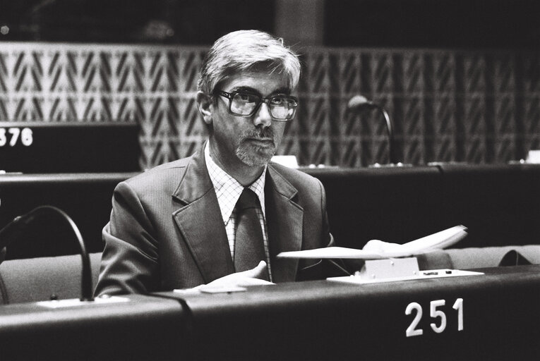 Suriet 37: The MEP Niels Jorgen HAAGERUP during a session in Strasbourg in July 1980.