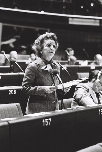 The MEP Maria BADUEL GLORIOSO during a session in Strasbourg on APRIL 1980.