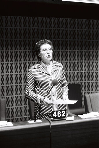 The MEP Marie-Madeleine DIENESCH during a session in Strasbourg in May 1980.