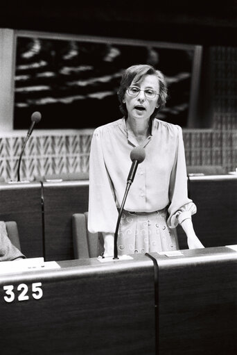 The MEP Henriette POIRIER during a session in Strasbourg on May 1980.