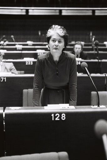 The MEP Eileen DESMOND during a session in Strasbourg in March 1980.