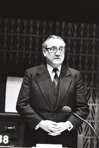 The MEP Christian PONCELET during a session in Strasbourg in May 1980.