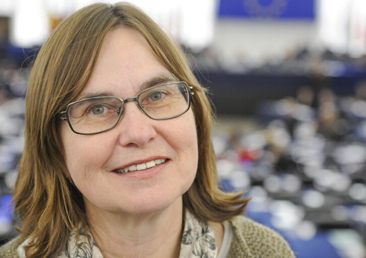 Portrait of Anne E JENSEN in the European Parliament in Strasbourg