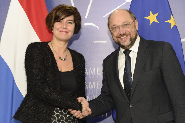 Photo 4: Martin SCHULZ - EP President meets with Anouchka van MILTENBURG, speaker of the Dutch House of Representatives.