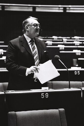 The MEP Heinrich  AIGNER during a session in Strasbourg on Mai 1980.