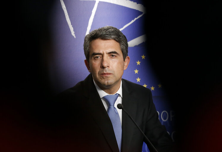 Fotografie 2: EP President meets with Rosen PLEVNELIEV - President of Bulgaria. Press point