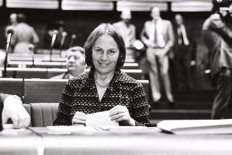 The delegue Leonilde IOTTI during the European Parliament presidential election.