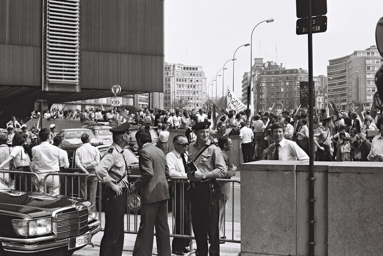 Demonstration in support of European elections outside a meeting of the European Council in Brussels