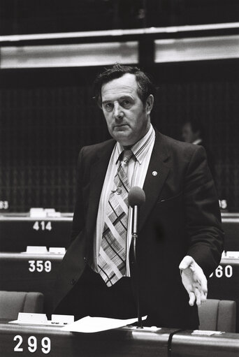 The MEP Patrick LALOR during a session in Strasbourg on April 1980.