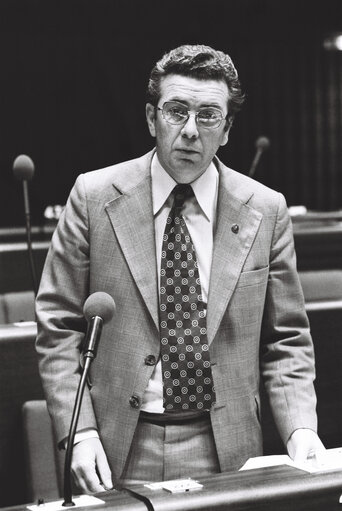 The MEP Liam KAVANAGH during a session in Strasbourg in May 1980.