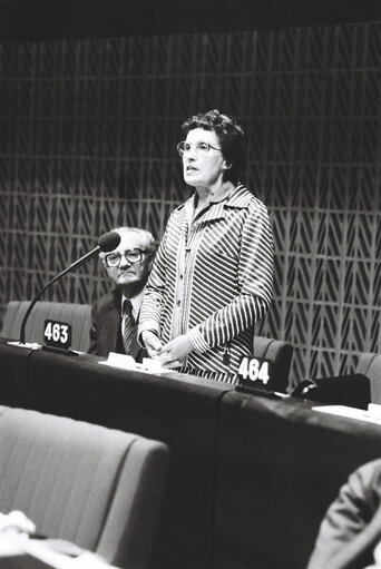 The MEP Marie-Madeleine DIENESCH during a session in Strasbourg in March 1980.