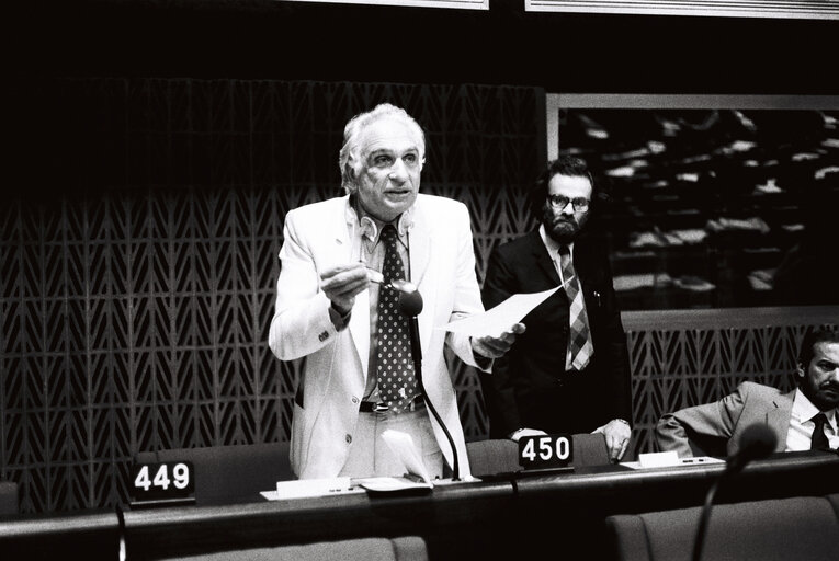 The MEP Marco PANNELLA during a session in Strasbourg in July 1980.