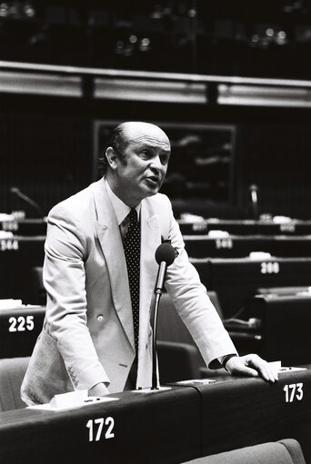 The MEP Renzo Eligio FILIPPI during a session in Strasbourg in May 1980.