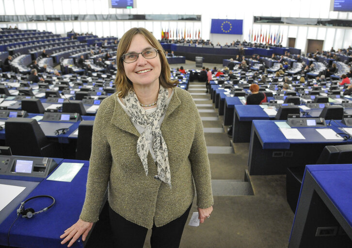 Portrait of Anne E JENSEN in the European Parliament in Strasbourg