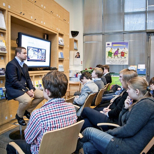 Nobel peace prize banners in Warsaw, Poland
